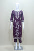 Dark Purple Embroidered Cotton Salwar Suit with Dupatta
