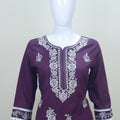 Dark Purple Embroidered Cotton Salwar Suit with Dupatta