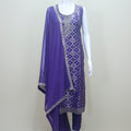 Elegant Purple Silk Salwar Suit with Golden Embroidery Matching Dupatta