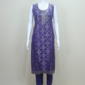 Elegant Purple Silk Salwar Suit with Golden Embroidery Matching Dupatta