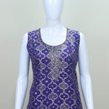 Elegant Purple Silk Salwar Suit with Golden Embroidery Matching Dupatta