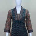 Elegant Dark Teal Cotton Salwar Suit with Ajrak Print & Matching Dupatta