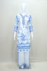 White and Blue Floral Printed Cotton Salwar Suit with Dupatta