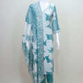 Teal Green and White Floral Printed Cotton Salwar Suit with Dupatta