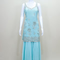 Elegant Sky Blue Embroidered Sharara Suit with Dupatta Women’s Wedding Party Wear