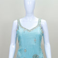 Elegant Sky Blue Embroidered Sharara Suit with Dupatta Women’s Wedding Party Wear