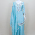 Light Blue Kurta Sharara Set with Dupatta Women’s Festive Wedding Wear