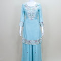 Light Blue  Kurta Sharara Set with Dupatta Women’s Festive Wedding Wear