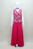 Hot Pink Sleeveless Embroidered Jacket with Palazzo Set Women’s Festive Party Wear