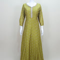 Olive Green Embroidered Anarkali Suit with Pink Banarasi Dupatta Women’s Festive Wedding Wear