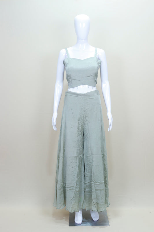 Pastel Green Long Jacket with Flared Dress Women’s Ethnic Festive Party Wear