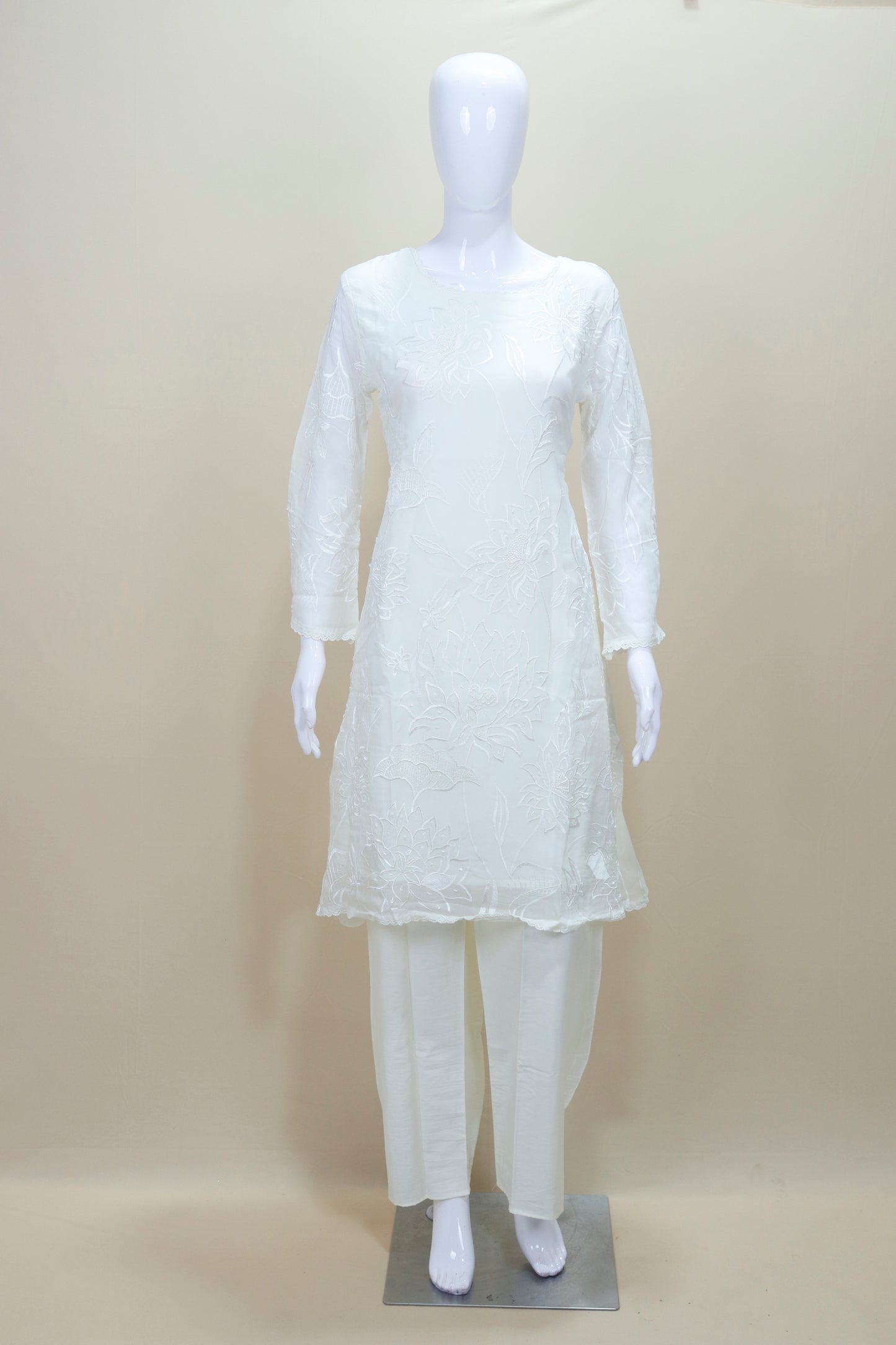 Women’s White Chikankari Kurta Set with Dupatta Elegant Ethnic Wear for Festive Casual Occasions