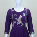 Women’s Purple Embroidered Kurta Palazzo Set with Dupatta Festive Party Wear Ethnic Outfit