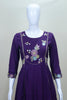 Women’s Purple Embroidered Kurta Palazzo Set with Dupatta Festive Party Wear Ethnic Outfit
