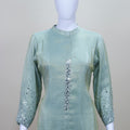 Women’s Light Green Silk Kurta Pant Set Party Wear Festive Ethnic Outfit