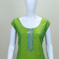 Green Silk Straight Kurta Pant Set with Blue Embroidered Dupatta for Women Party Festive Wear