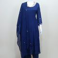 Elegant Navy Blue Kurta Set with Dupatta Women’s Ethnic Wear for Festive Part