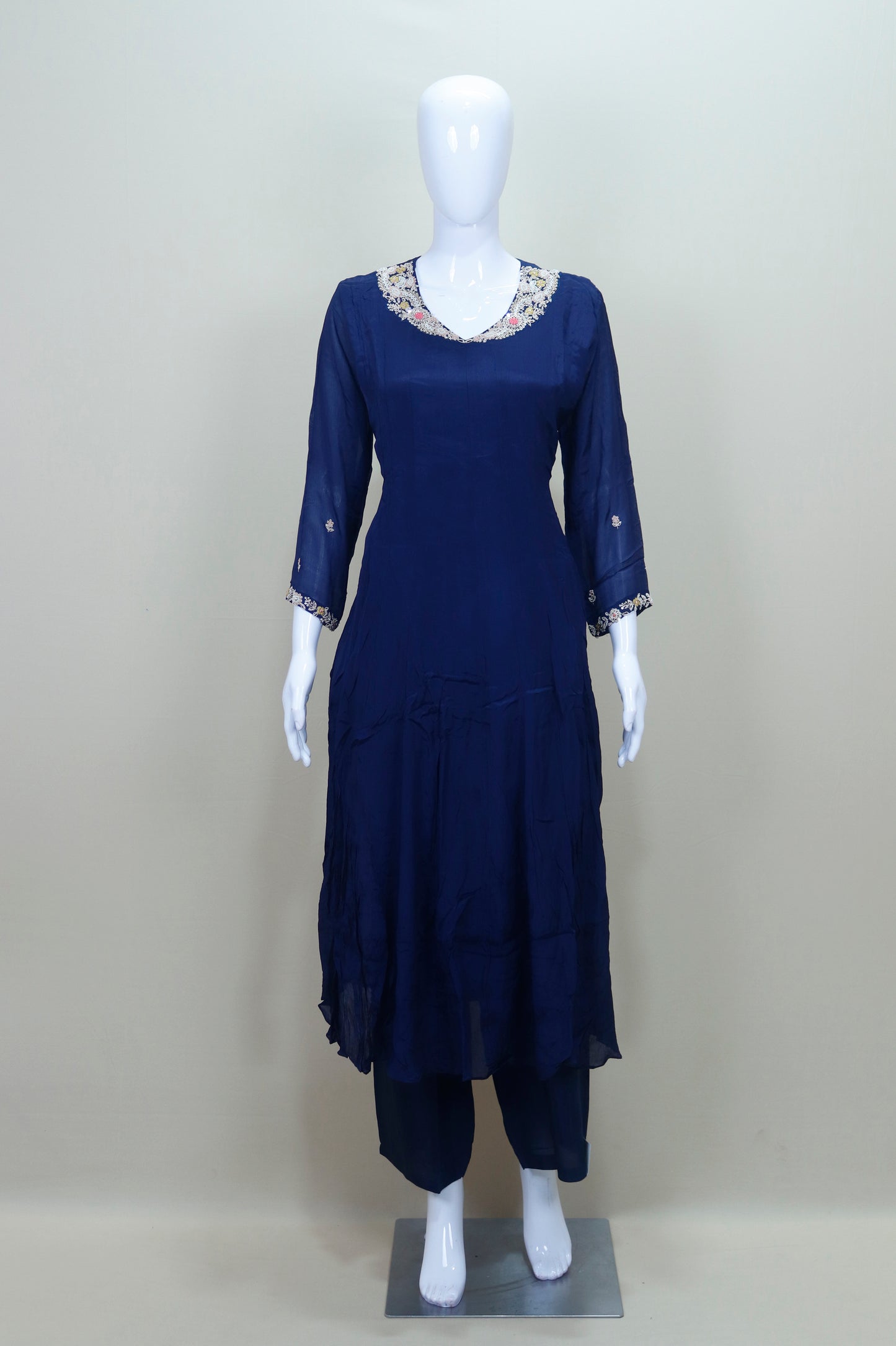 Elegant Navy Blue Kurta Set with Dupatta Women’s Ethnic Wear for Festive Part