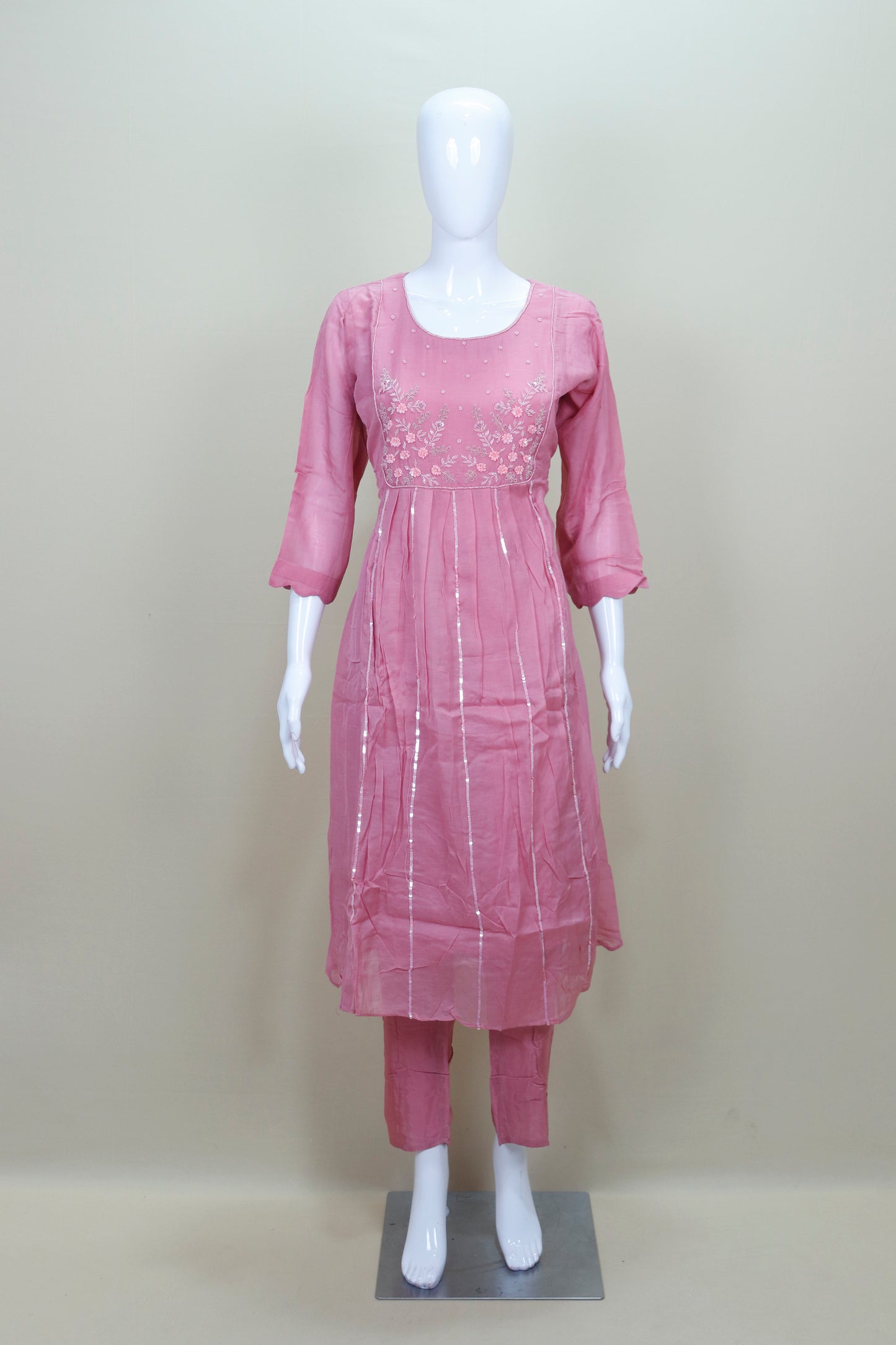 Pink Embroidered Cotton Kurta Set with Dupatta Festive Casual Wear