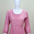 Pink Embroidered Cotton Kurta Set with Dupatta Festive Casual Wear