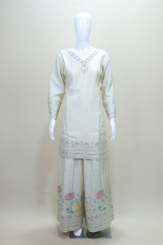 Elegant Off White Salwar Suit with Dupatta Festive Party Wear Ethnic Set