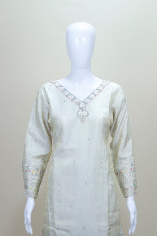 Elegant Off White Salwar Suit with Dupatta Festive Party Wear Ethnic Set