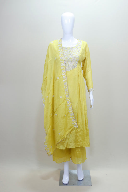 Bright Yellow Salwar Suit with Dupatta Festive Wedding Wear