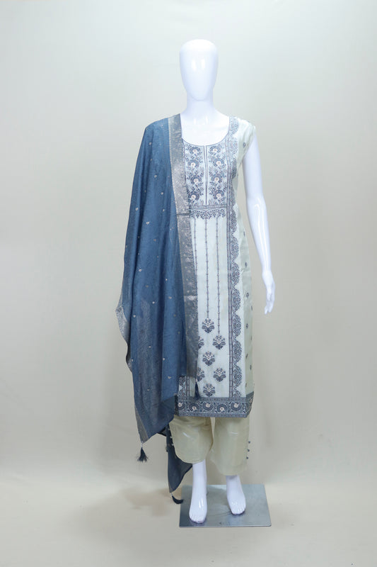 Elegant White Blue Salwar Suit with Dupatta Traditional Indian Ethnic Wear