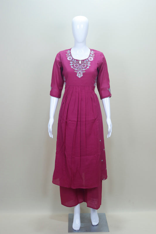 Magenta Kurta Set Festive Casual Ethnic Wear with Pants