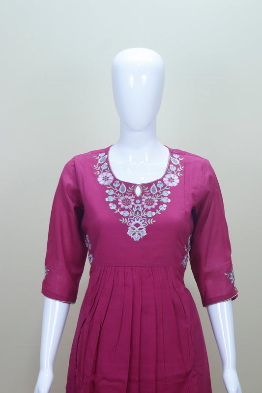 Magenta Kurta Set Festive Casual Ethnic Wear with Pants