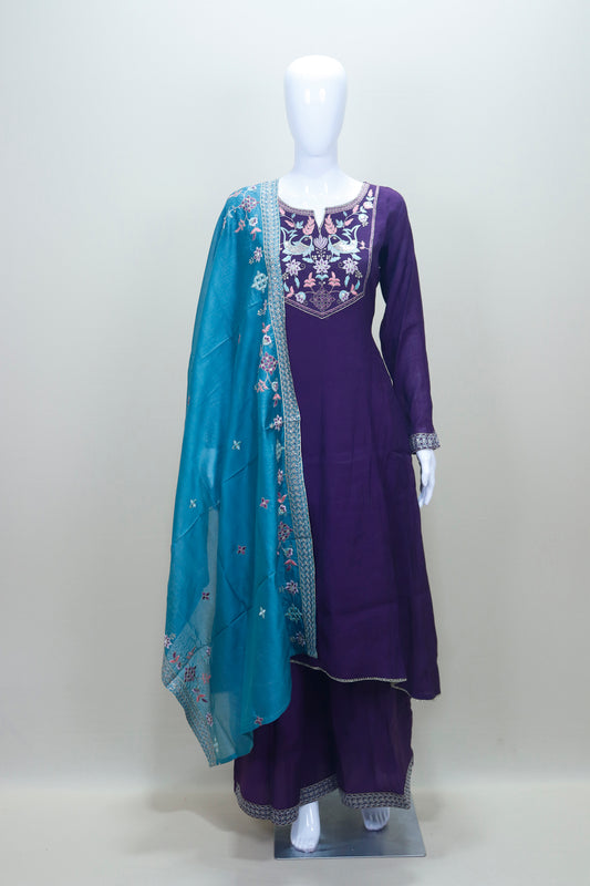  Purple Kurta Set with Dupatta Ethnic Party Wear Salwar Suit 