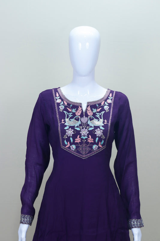 Purple Kurta Set with Dupatta Ethnic Party Wear Salwar Suit