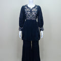 Black Georgette Embroidered Kurti with Sharara Set