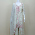 Pastel Green and Pink Embroidered Palazzo Suit with Dupatta