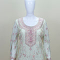 Pastel Green and Pink Embroidered Palazzo Suit with Dupatta