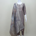 Elegant Grey Embroidered Straight Suit with Printed Dupatta
