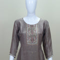 Elegant Grey Embroidered Straight Suit with Printed Dupatta