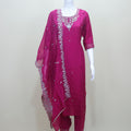 Magenta Pink Embroidered Straight Suit with Dupatta