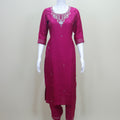 Magenta Pink Embroidered Straight Suit with Dupatta