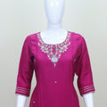 Magenta Pink Embroidered Straight Suit with Dupatta