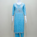 Sky Blue Embroidered Cotton Straight Suit with Dupatta