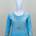 Sky Blue Embroidered Cotton Straight Suit with Dupatta