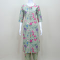 Light Green Floral Printed Cotton Suit with Dupatta