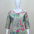 Light Green Floral Printed Cotton Suit with Dupatta