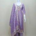Lavender Silk Embroidered Kurta Set with Dupatta Wedding Wear Ethnic Suit
