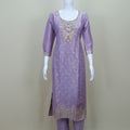 Lavender Silk Embroidered Kurta Set with Dupatta Wedding Wear Ethnic Suit