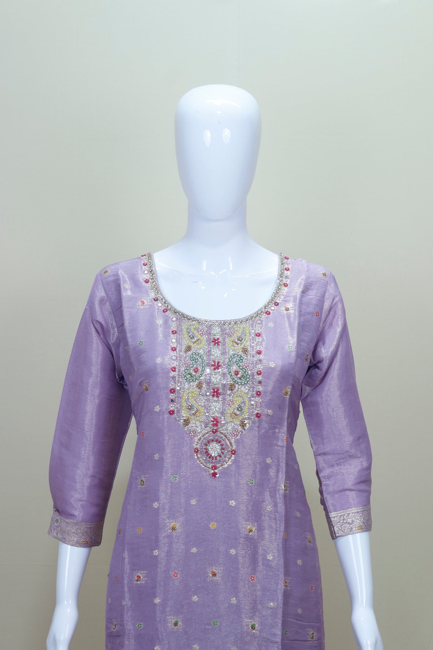 Lavender Silk Embroidered Kurta Set with Dupatta Wedding Wear Ethnic Suit