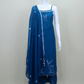 Navy Blue Cotton Embroidered Kurta Set with Dupatta