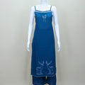 Navy Blue Cotton Embroidered Kurta Set with Dupatta