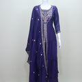 Royal Purple Silk Embroidered Anarkali Kurta Set with Dupatta